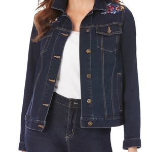 NWOT denim 24/7 Floral Embroidered Denim Jacket